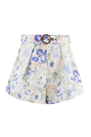 Natura printed linen shorts-0