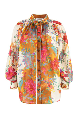 Ginger Relaxed flowers printed silk blouse-0