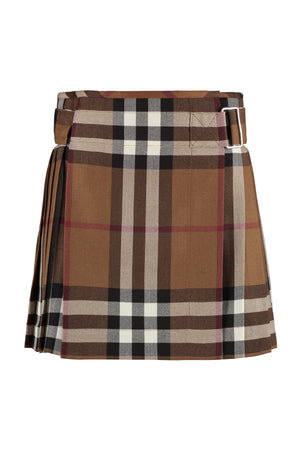 Check pattern wool skirt-0