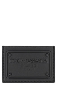 Logo detail leather card holder