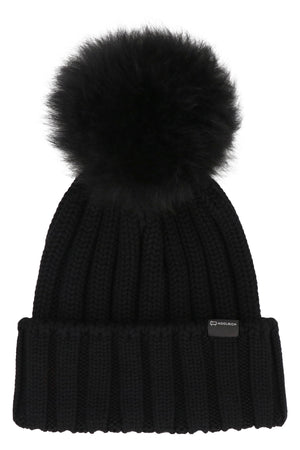 Knitted wool beanie with pom-pom-1