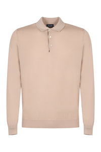 Long sleeve cotton polo shirt