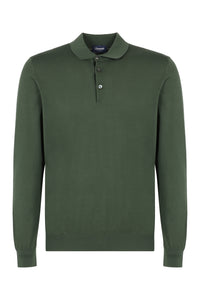 Long sleeve cotton polo shirt