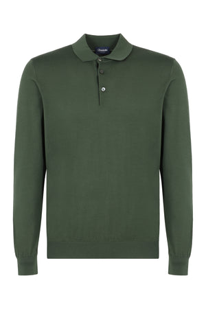 Long sleeve cotton polo shirt-0