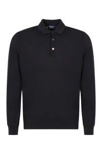 Long sleeve cotton polo shirt