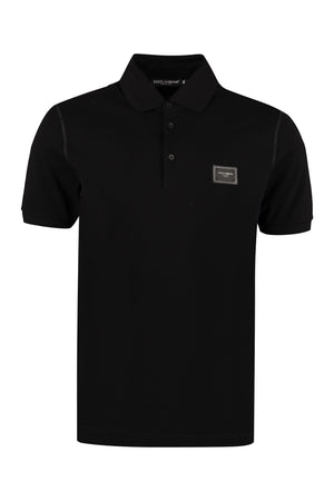 Cotton-piqué polo shirt-0