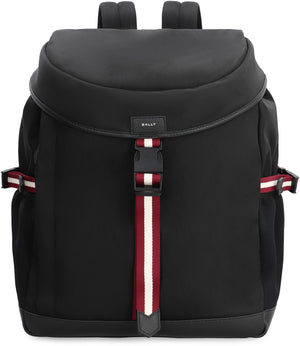Leather details nylon backpack-1