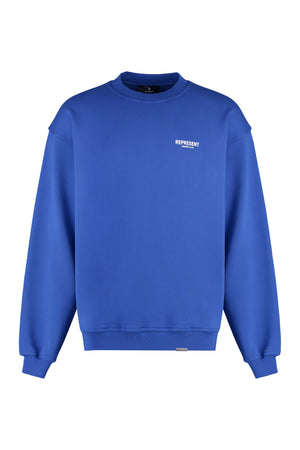 Cotton crew-neck sweatshirt with logo-0