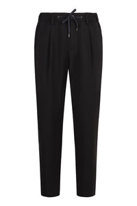 Adjustable drawstring elastic waistband trousers