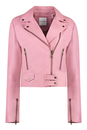 Pinko - Sensibile leather biker jacket Pink - The Corner
