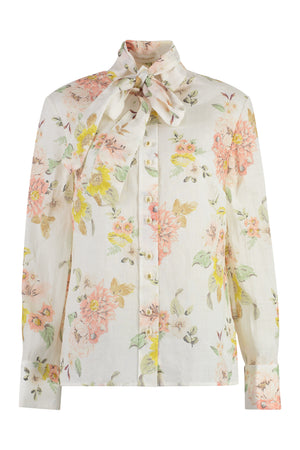 Printed satin blouse-0