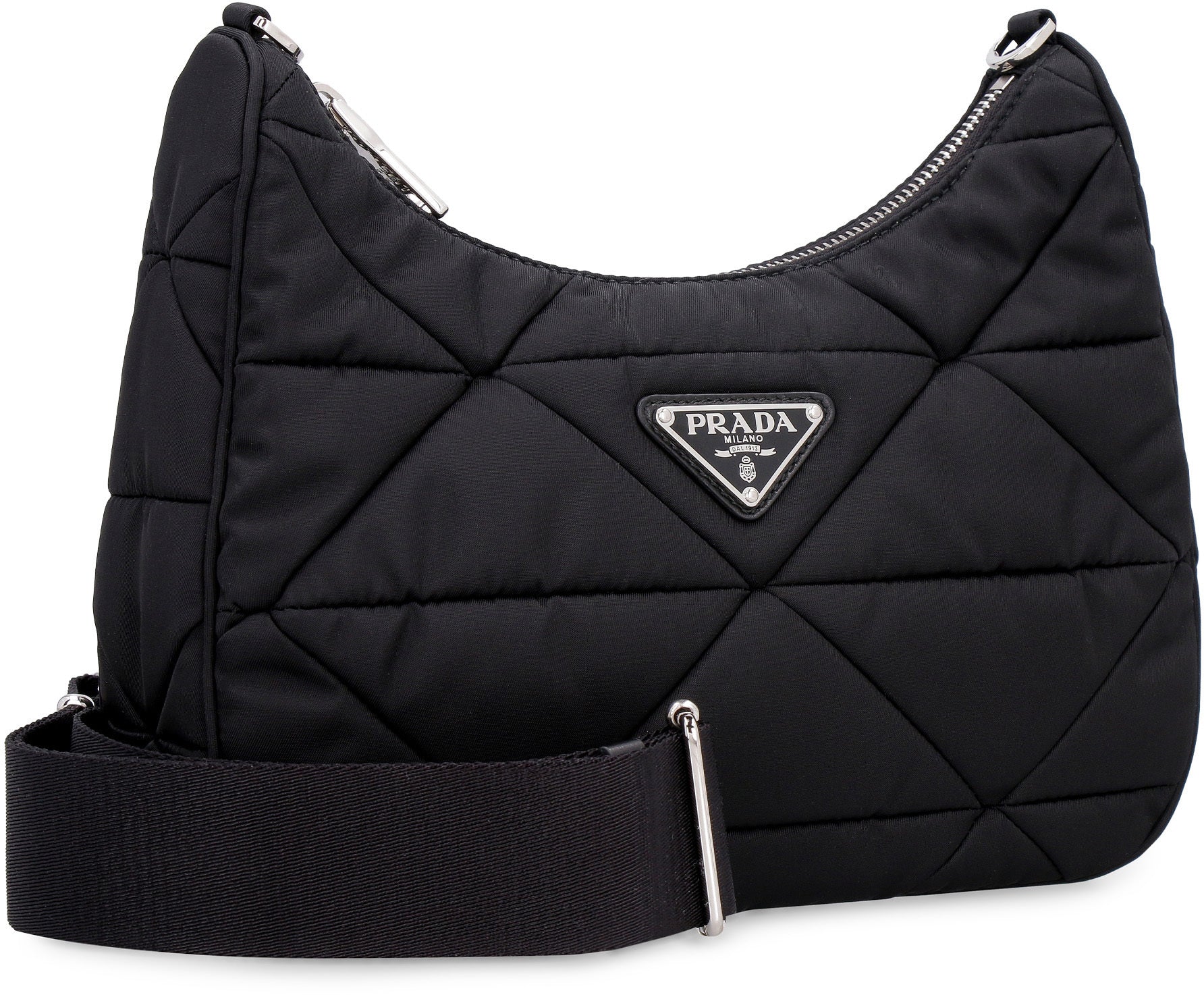 Prada Padded Re-Nylon Shoulder Bag Black in Fabric with Silver-tone - US