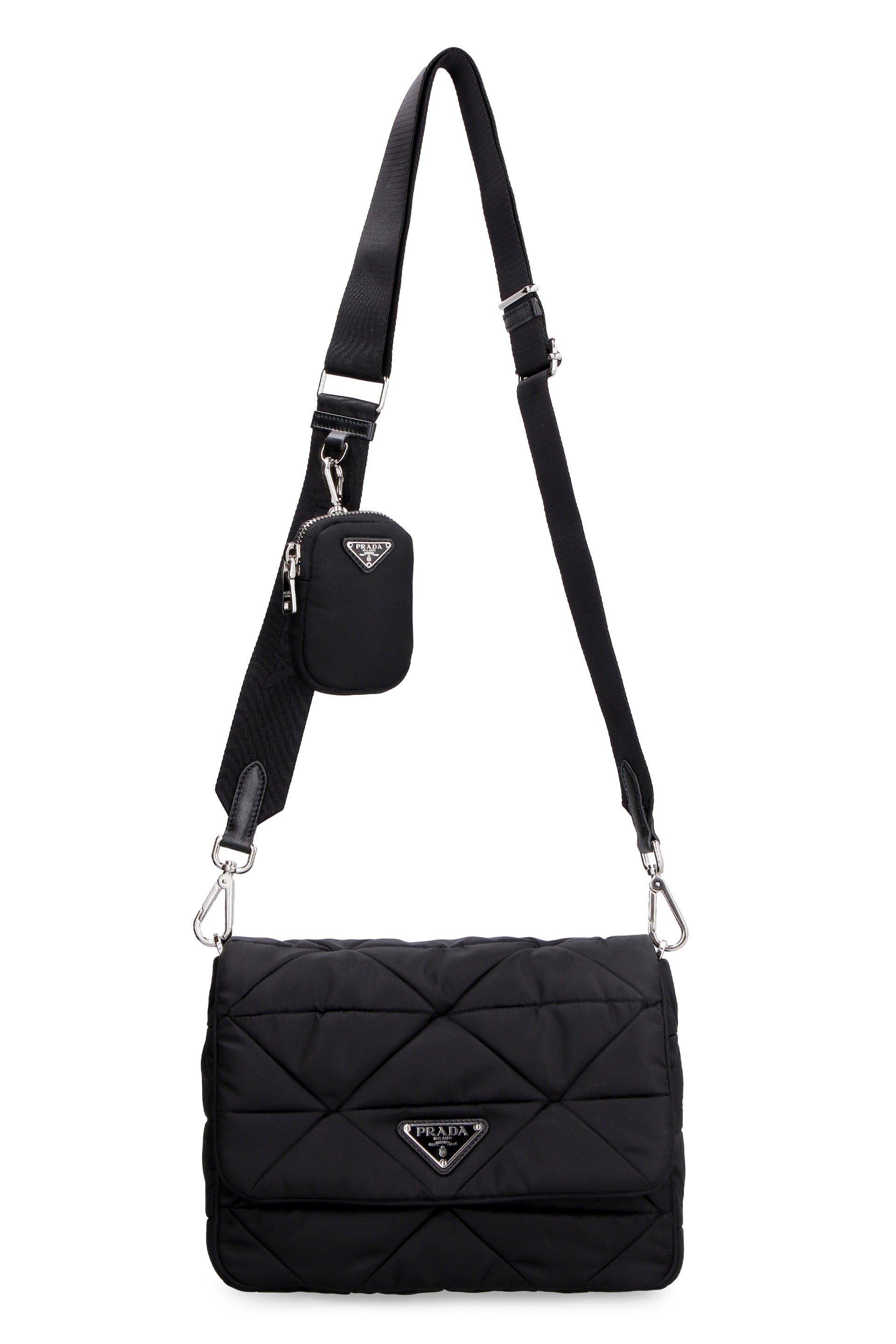 Prada Padded Re-Nylon Shoulder Bag Black in Fabric with Silver-tone - US