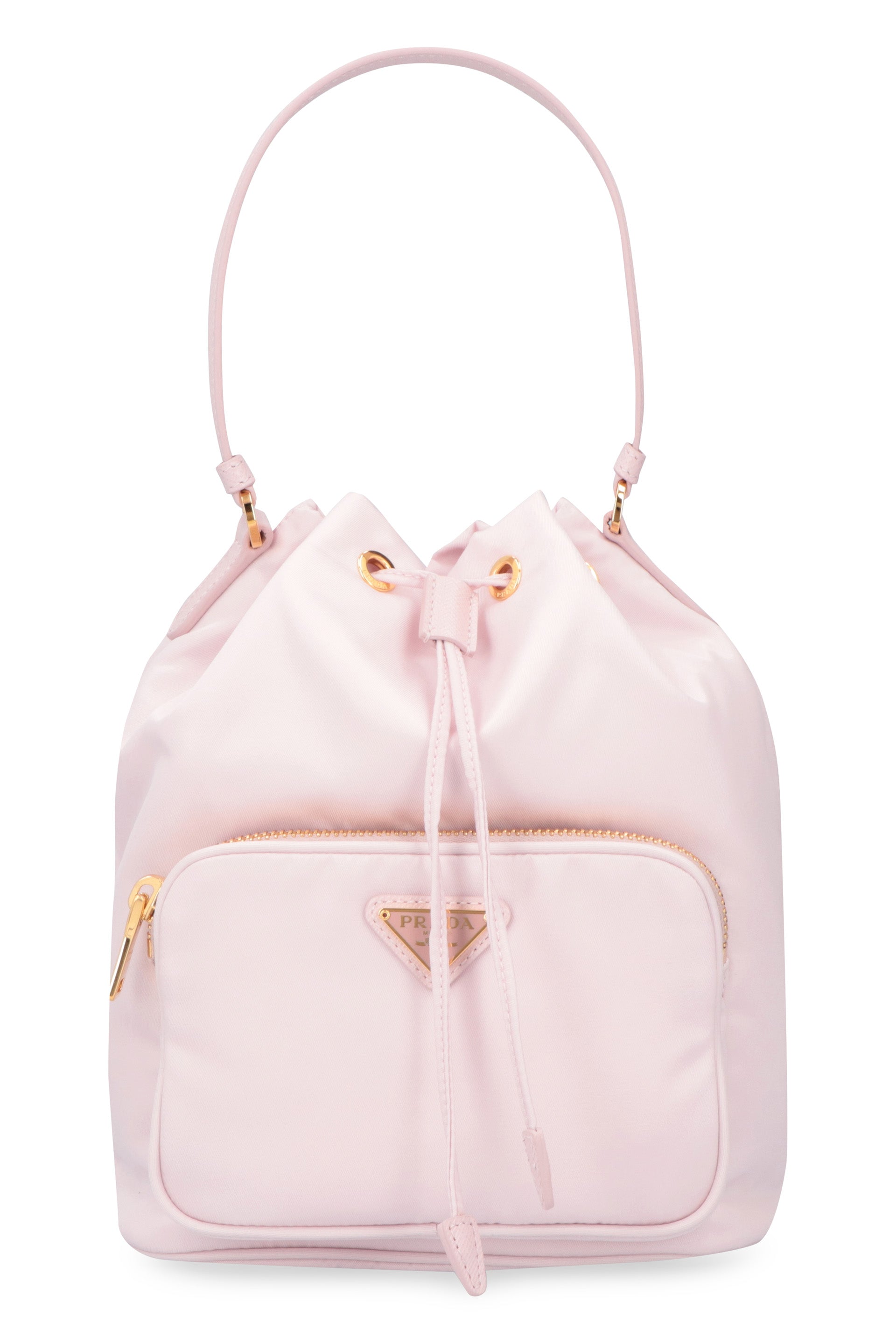 Prada Logo Bucket Bag in Pink