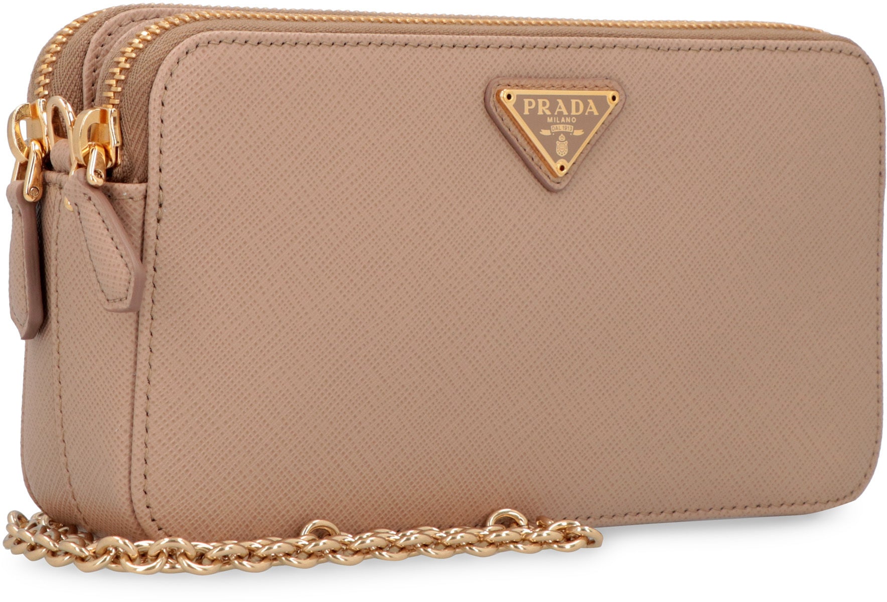 Fendi - FF Diamonds leather wallet on chain brown - The Corner