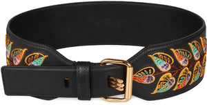 Leather belt with logo-1