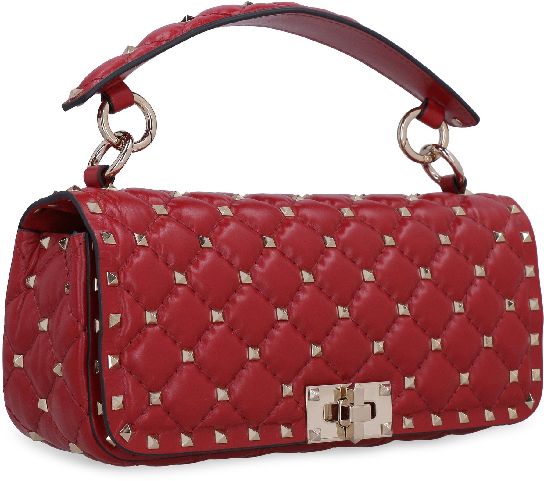 VALENTINO, 'Rockstud Spike' small quilted leather shoulder bag, RED, Women