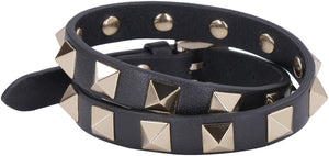 Valentino Rockstud Leather Double Wrap Bracelet