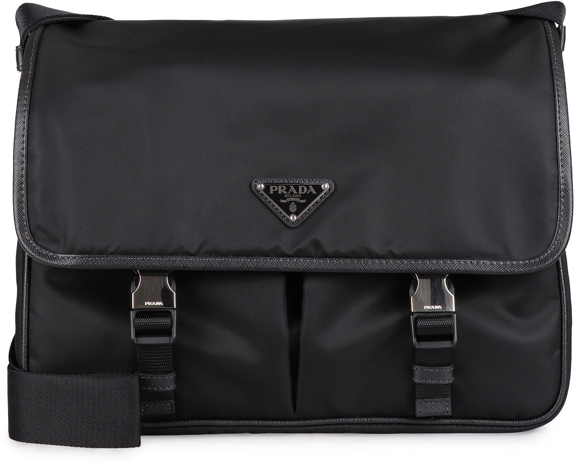 Prada Messenger Bag Tessuto Black in Nylon with Silver-tone - US