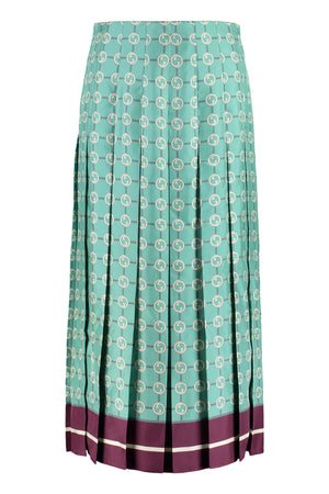 Printed pleated skirt-0