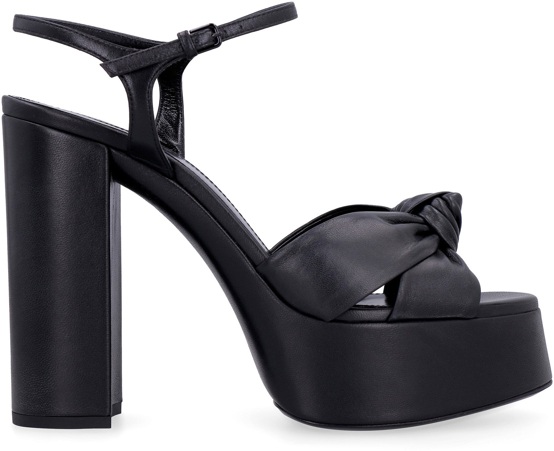 Saint Laurent - Bianca heeled leather sandals black - The Corner