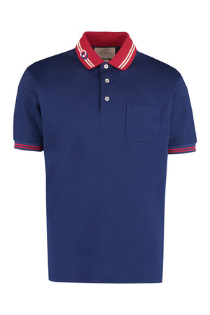 Stretch cotton piqué polo shirt-0