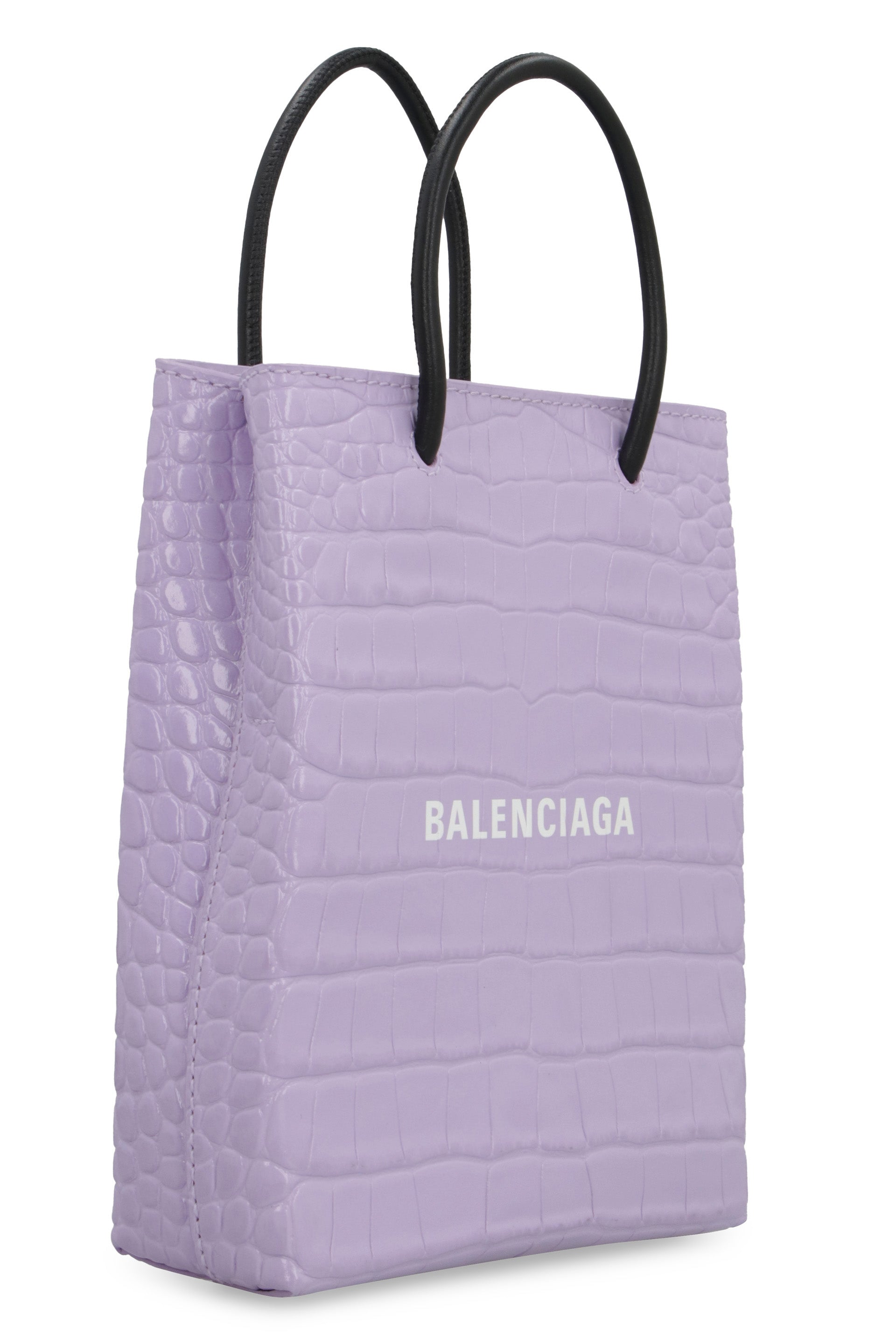 Balenciaga - Croco-print leather bag Lilac - The Corner