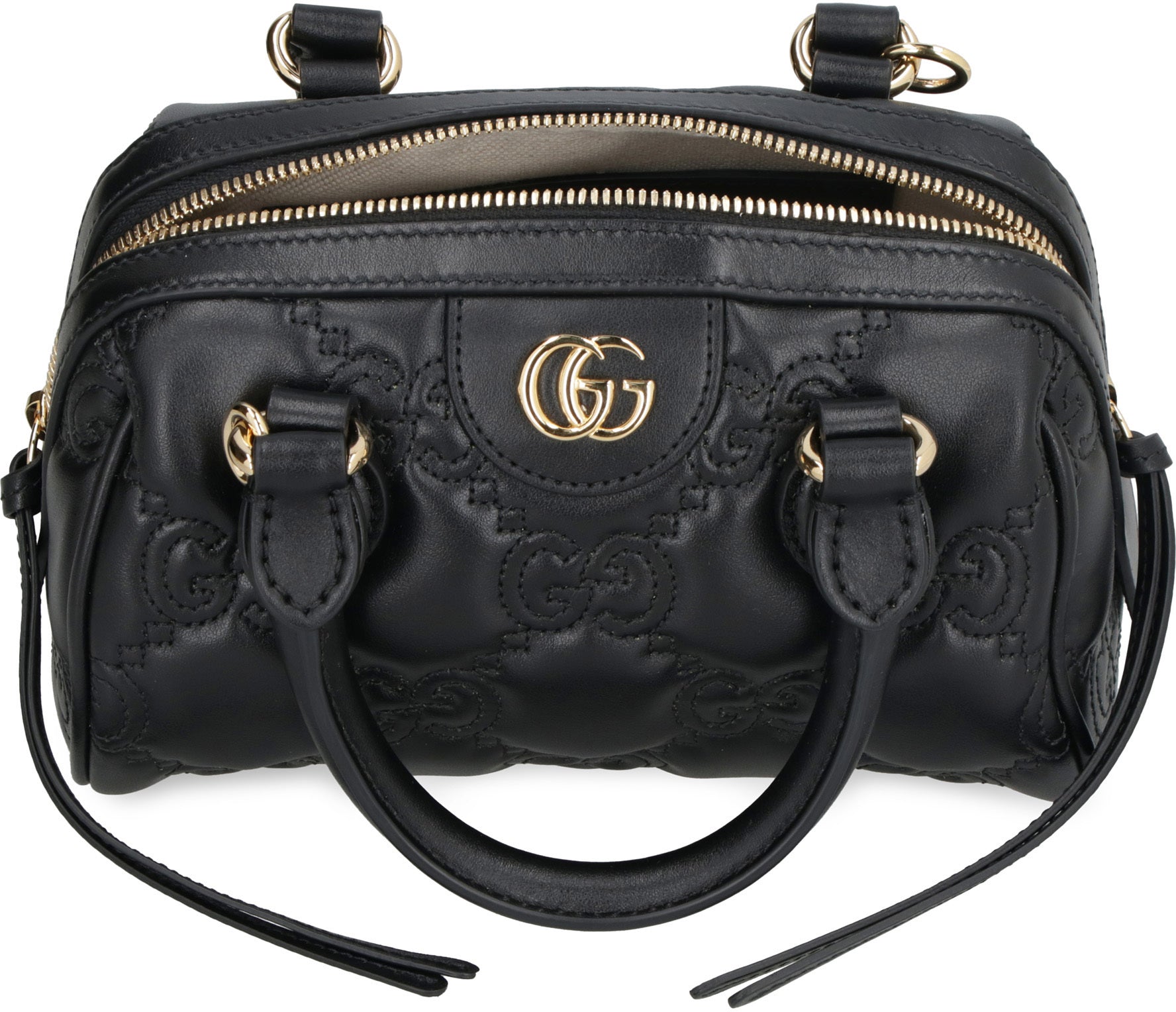 Medium Boston Bag Black Guccissima Leather