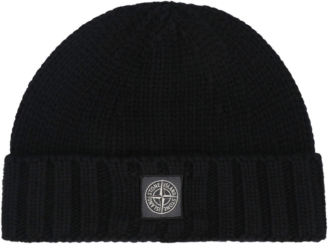 Stone Island - Knitted virgin wool hat black - The Corner