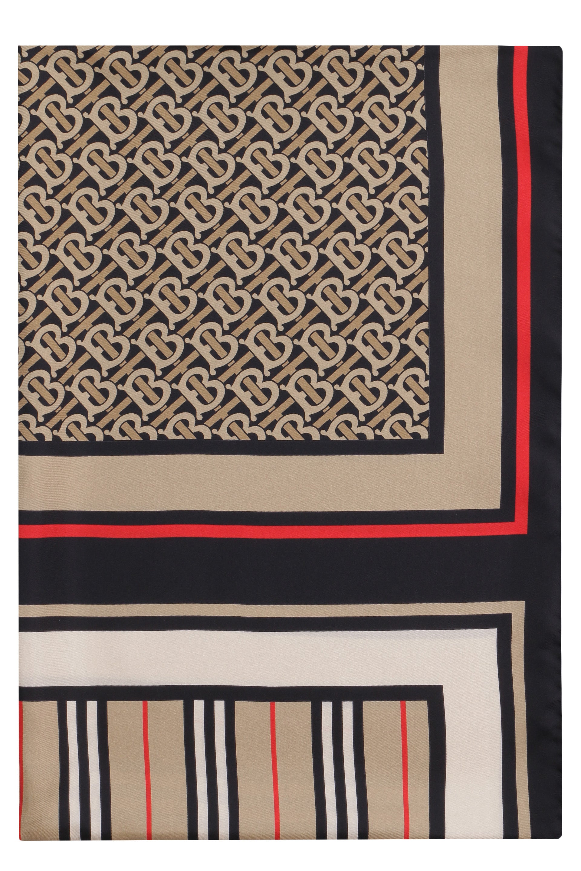 Burberry Monogram Stripe Print Silk Trousers in Brown