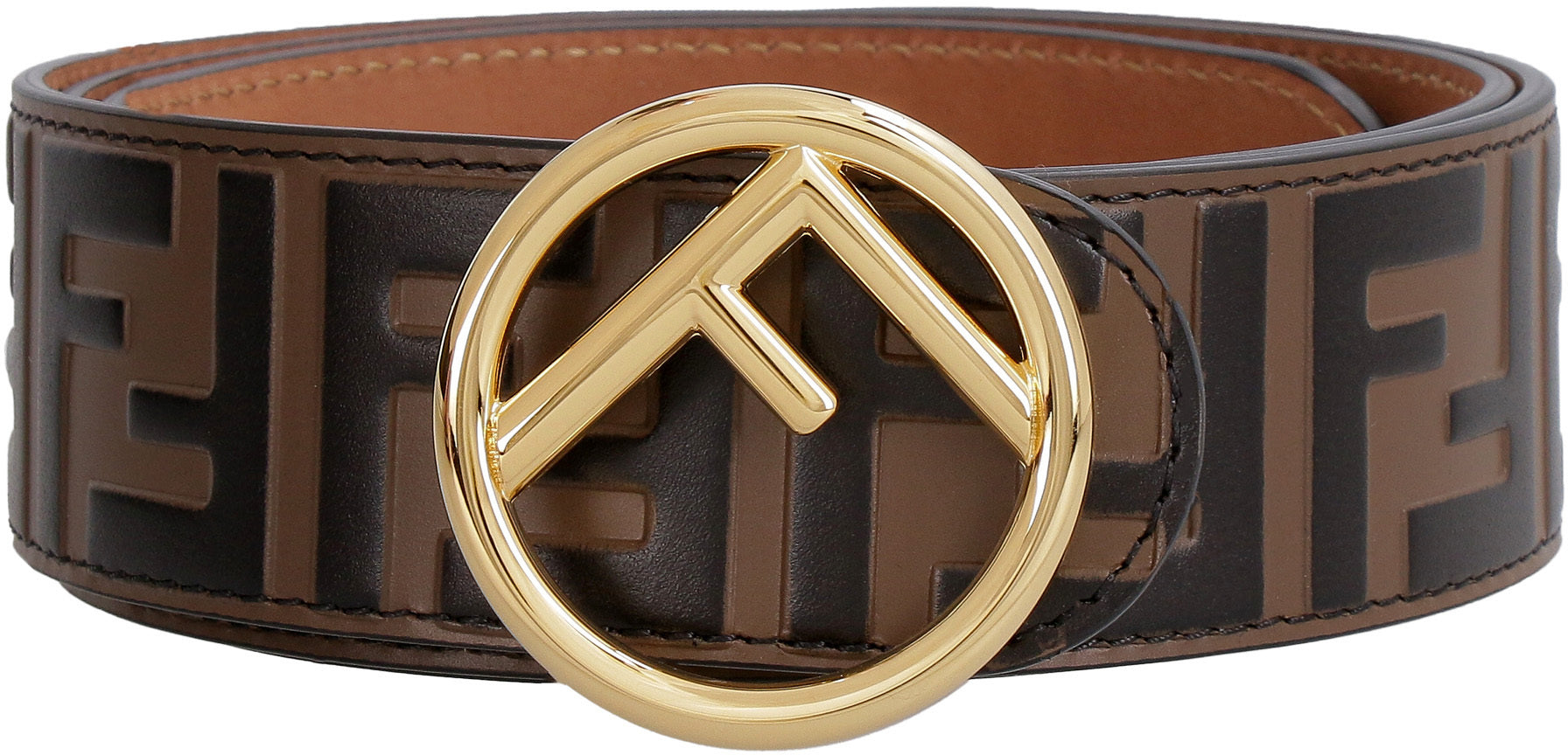 Fendi Ff Diamonds Leather Reversible Belt in White