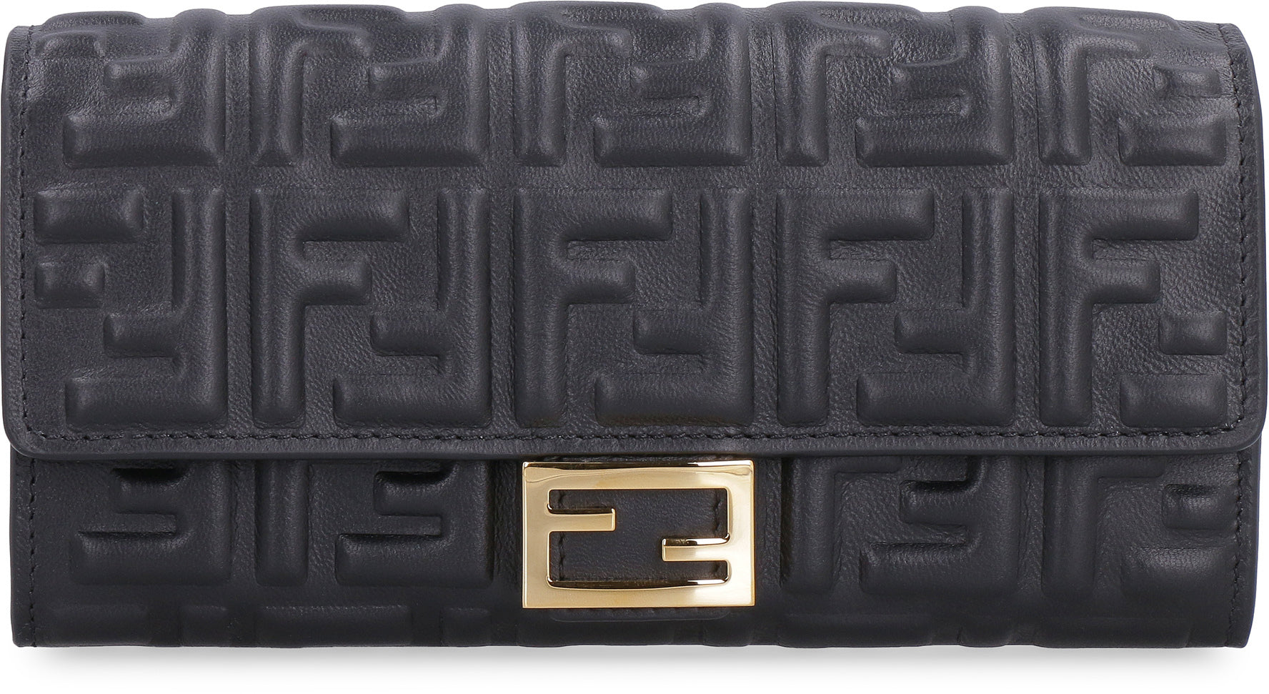Fendi Baguette Continental Leather Wallet Black