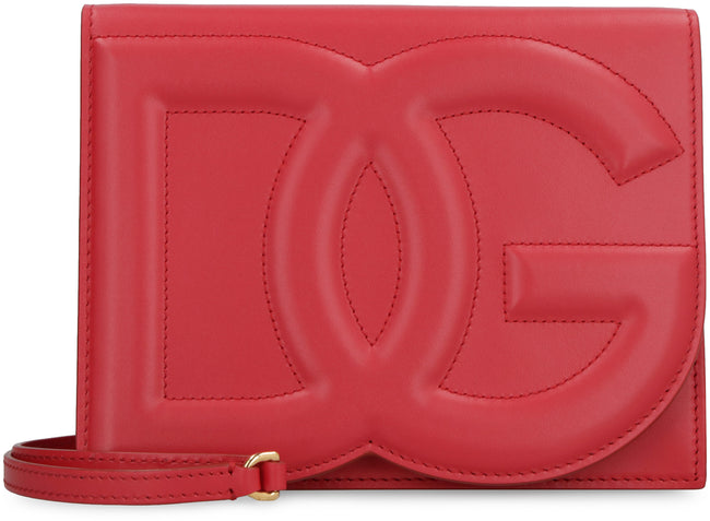 DOLCE & GABBANA RED LEATHER DG LOGO CROSSBODY BAG