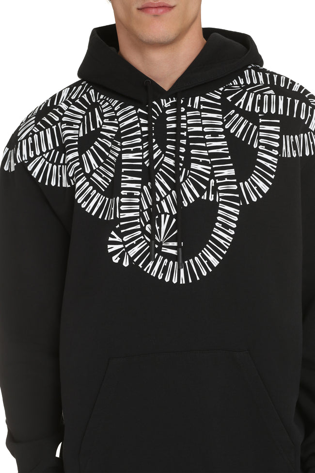 Wings print cotton blend hoodie - Marcelo Burlon County Of Milan