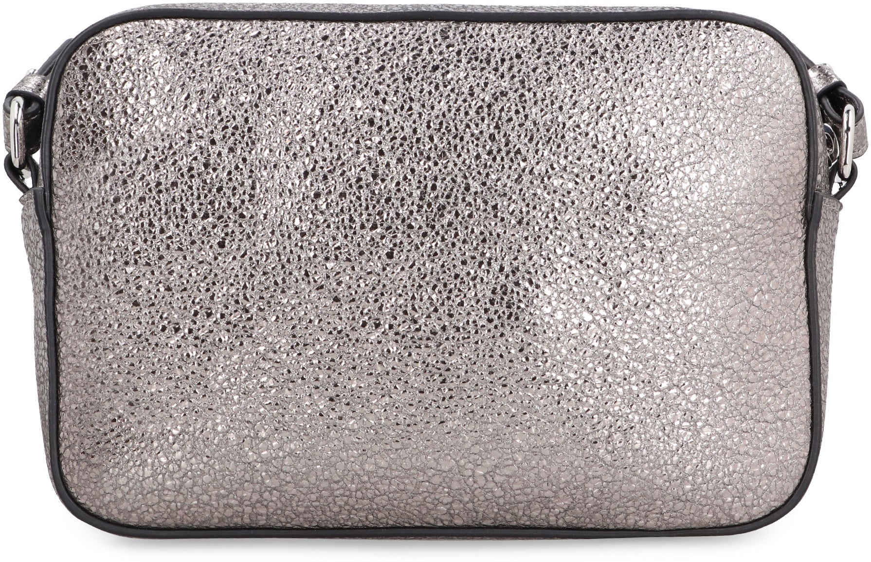 White Silver Crossbody Bag, Soft Metallic Silver and White Leather