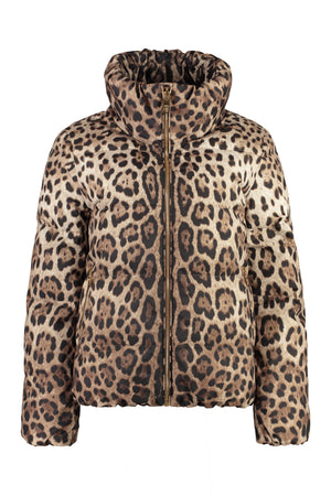 Leopard print short down jacket-0