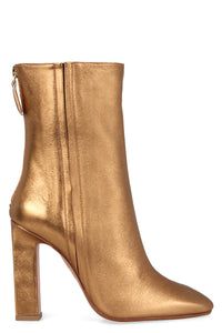 Metallic leather ankle boots