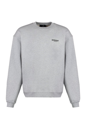 Cotton crew-neck sweatshirt with logo-0