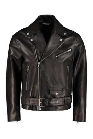 Belted leather jacket-0