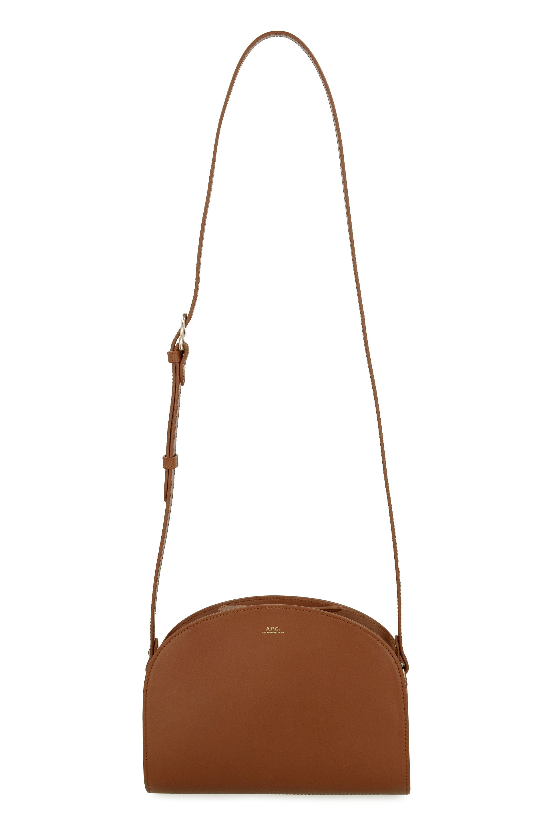 A.P.C. Raffia And Leather Mini Demi-lune Bag in Brown