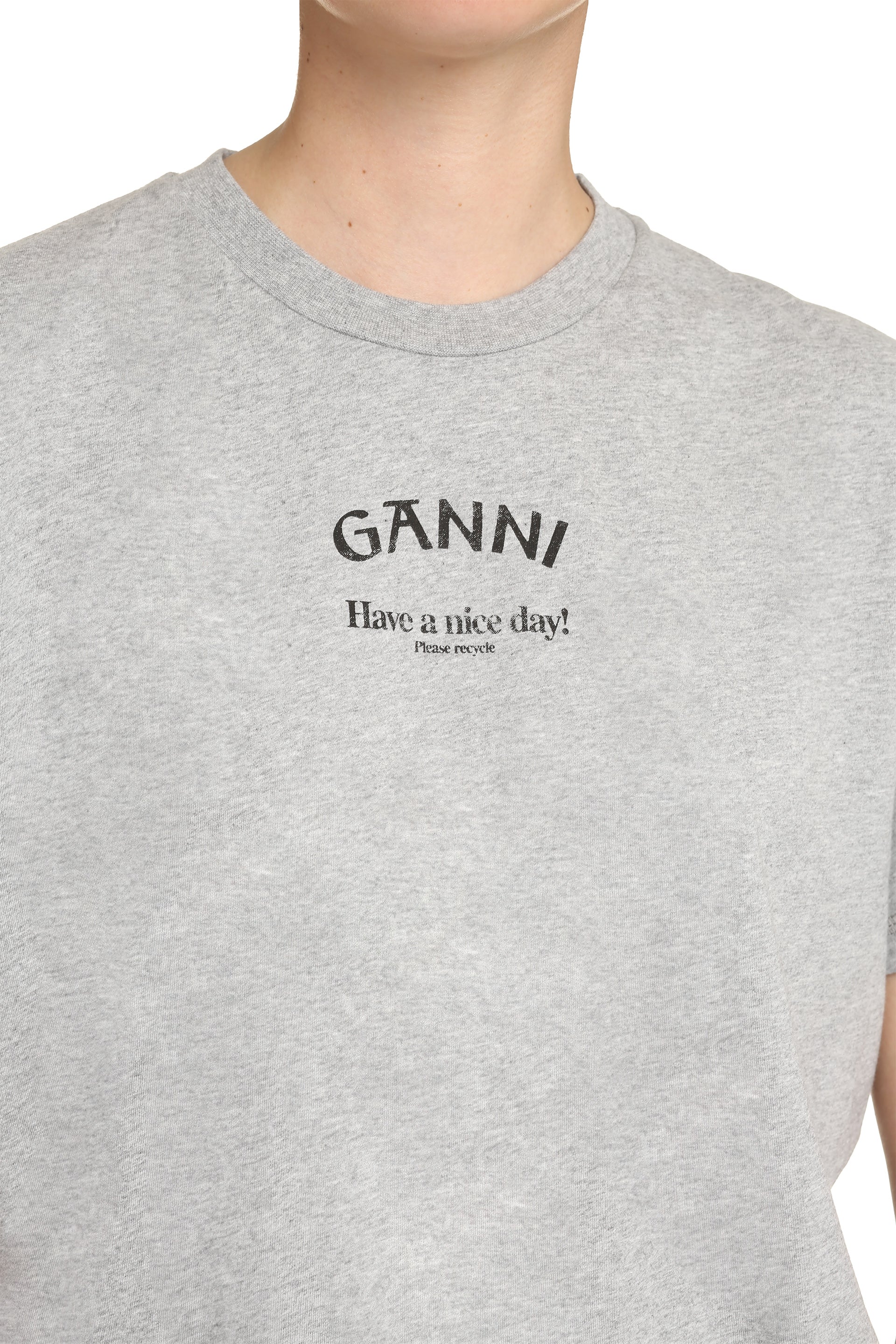 GANNI - Printed cotton T-shirt White - The Corner