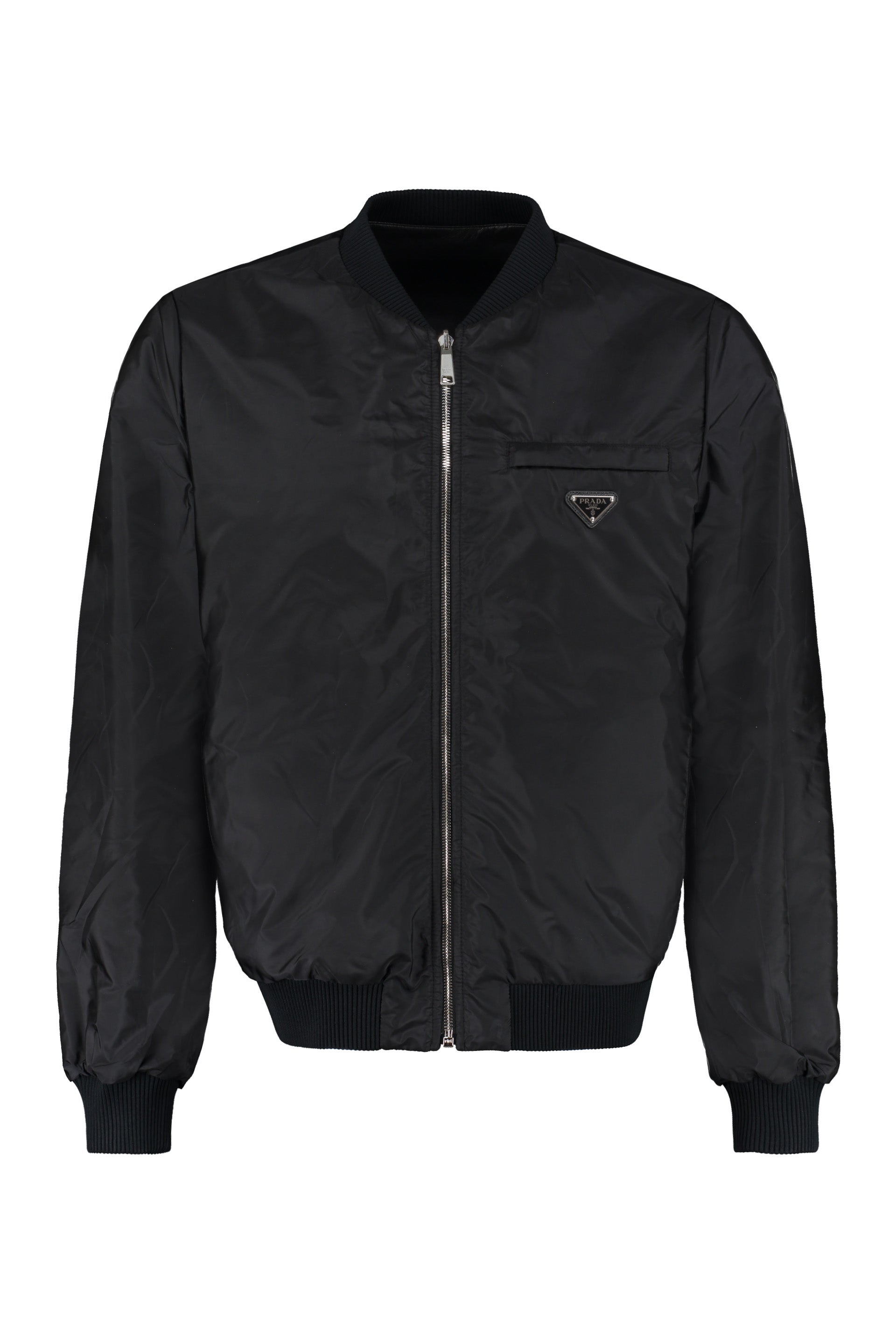 Prada velvet hooded zip-front bomber jacket - Black