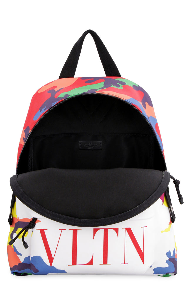 VALENTINO GARAVANI Nylon Camouflage Print Backpack Green White