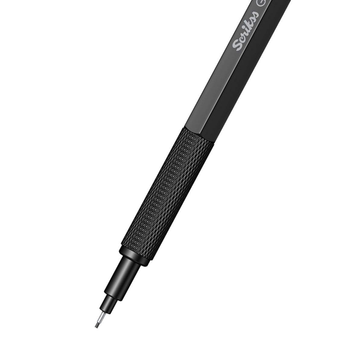 Scrikss Office Graph-X Matt Black Brass Plated Mechanical Pencil with 0.5mm Lead of Grade 2B, Mini Interchangeable Eraser, Push Mechanism, Brass Plated Swing Grip.
