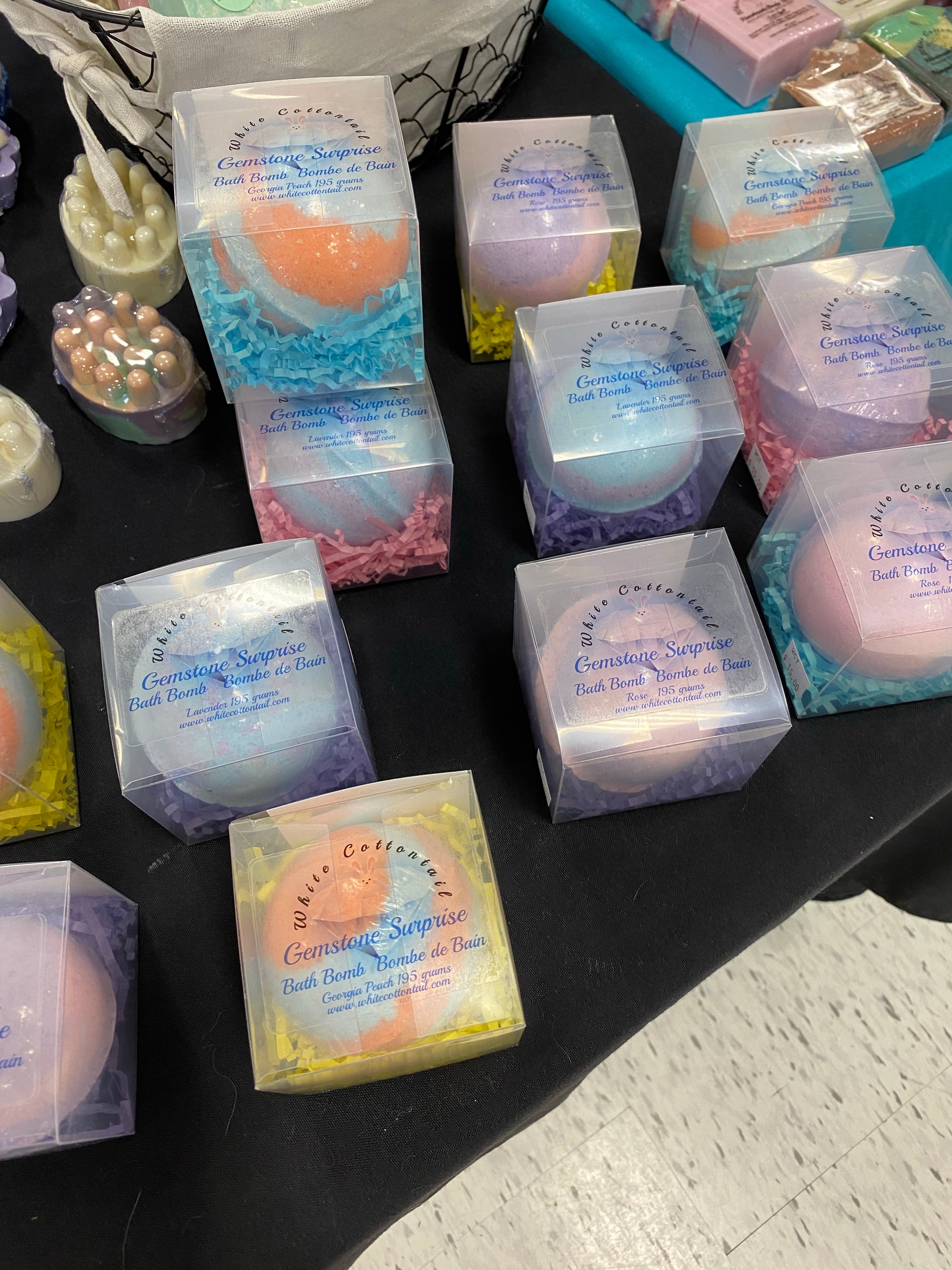 bath bombs with gemstones inside