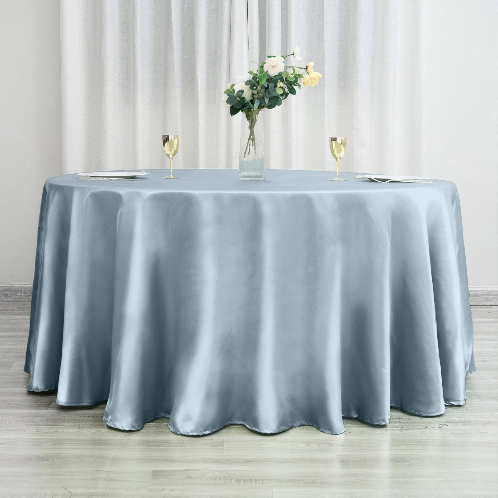 120 Dusty Blue Seamless Satin Round Tablecloth | By Tableclothsfactory OJG7_N3ZGL35