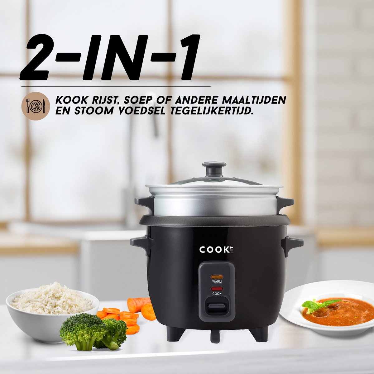 Contour Verlichten Ongunstig COOK-IT Rijstkoker met Stomer 1.5L - Rijst voor het hele gezin! – Cook-it®