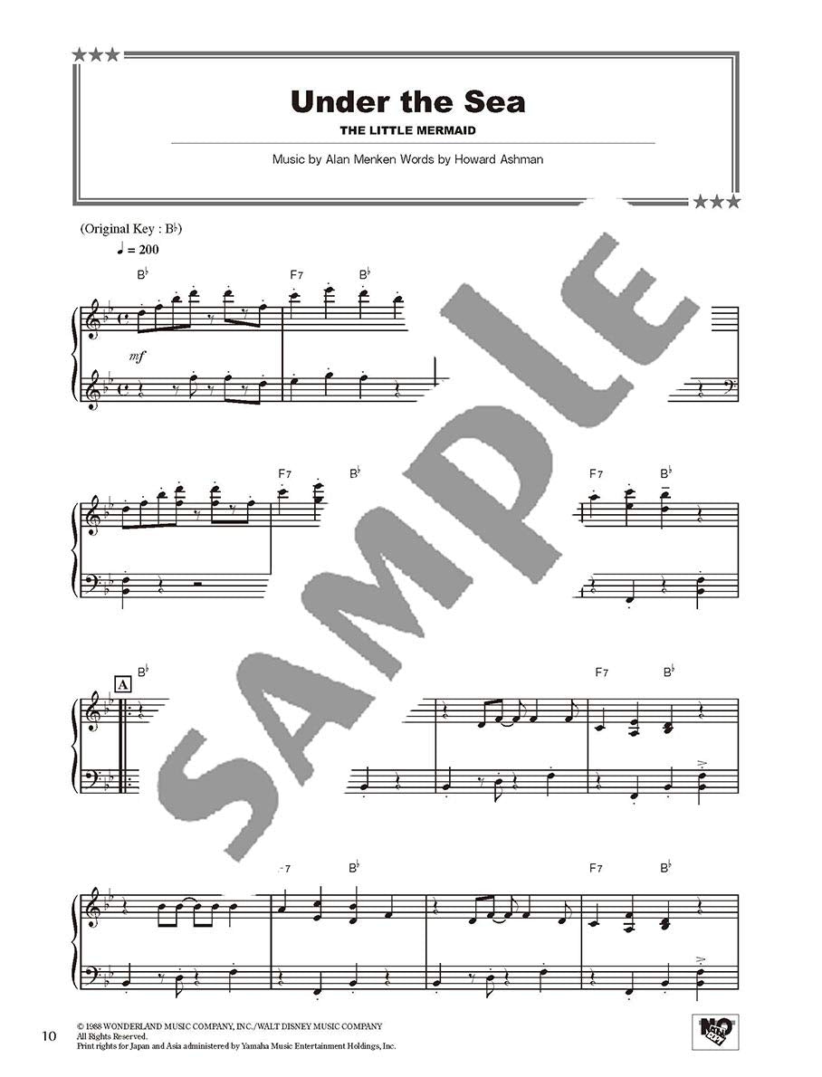 Disney Best Hit 10 Piano Solo Intermediate English Version Wasabi Sheet Music