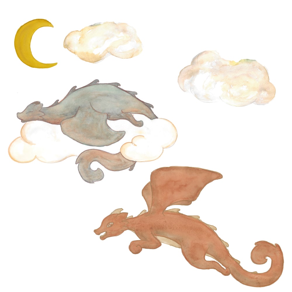 Se Wallsticker Dragons and Clouds - Multi hos Thatsmine.dk