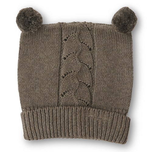 Chapette knitted pointelle beanie - Earth brown melange